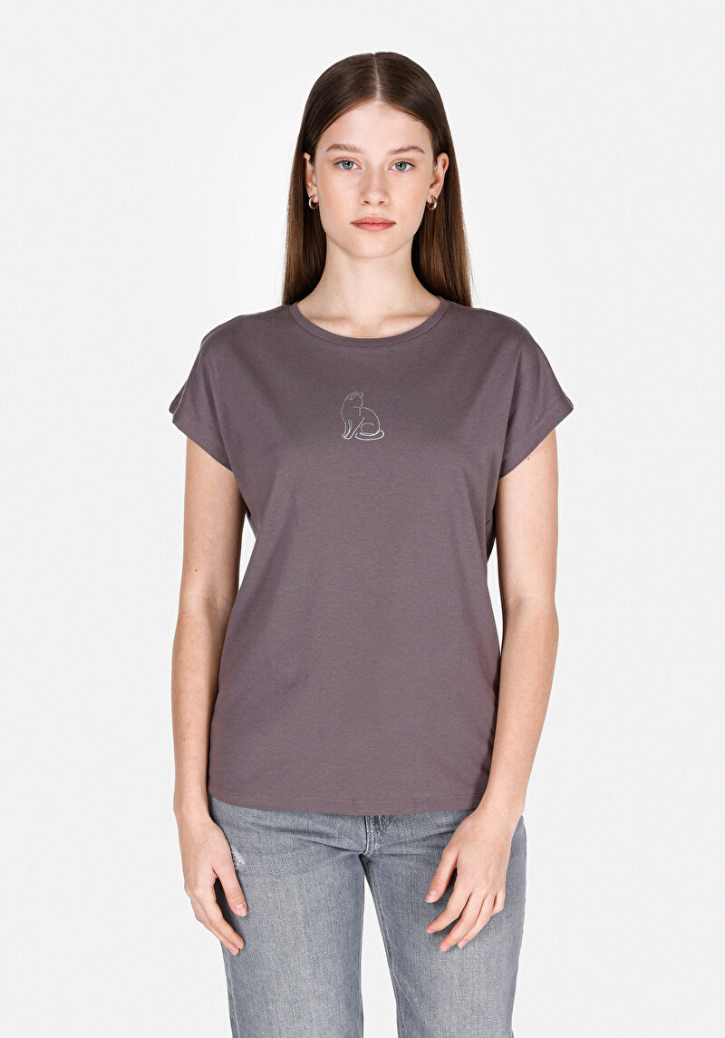 Imagine a Tricou Cu Maneca Scurta De Dama Antracit Regular Fit Cl1073451