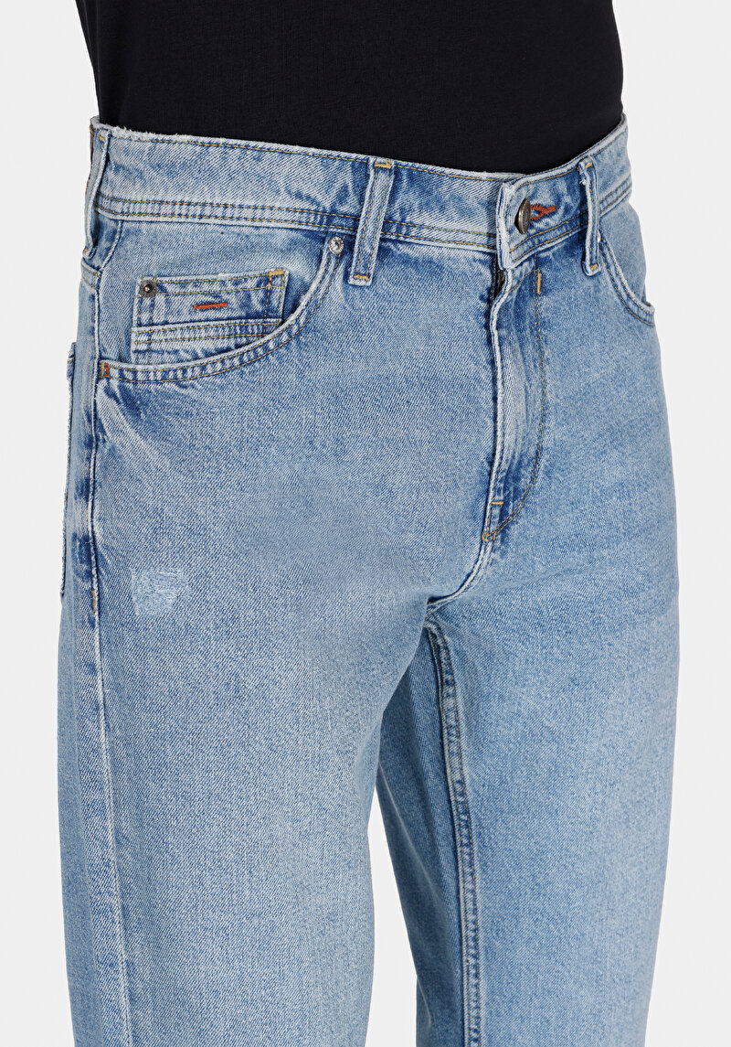 Afișați detalii pentru Regular Fit Talie Medie Picior Drept Blugi Din Denim Pentru Bărbați