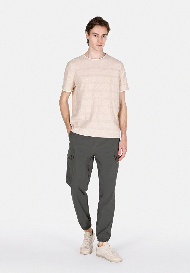 Afișați detalii pentru Pulover Cu Mâneci Scurte De Barbati Bej Regular Fit  Cl1074003