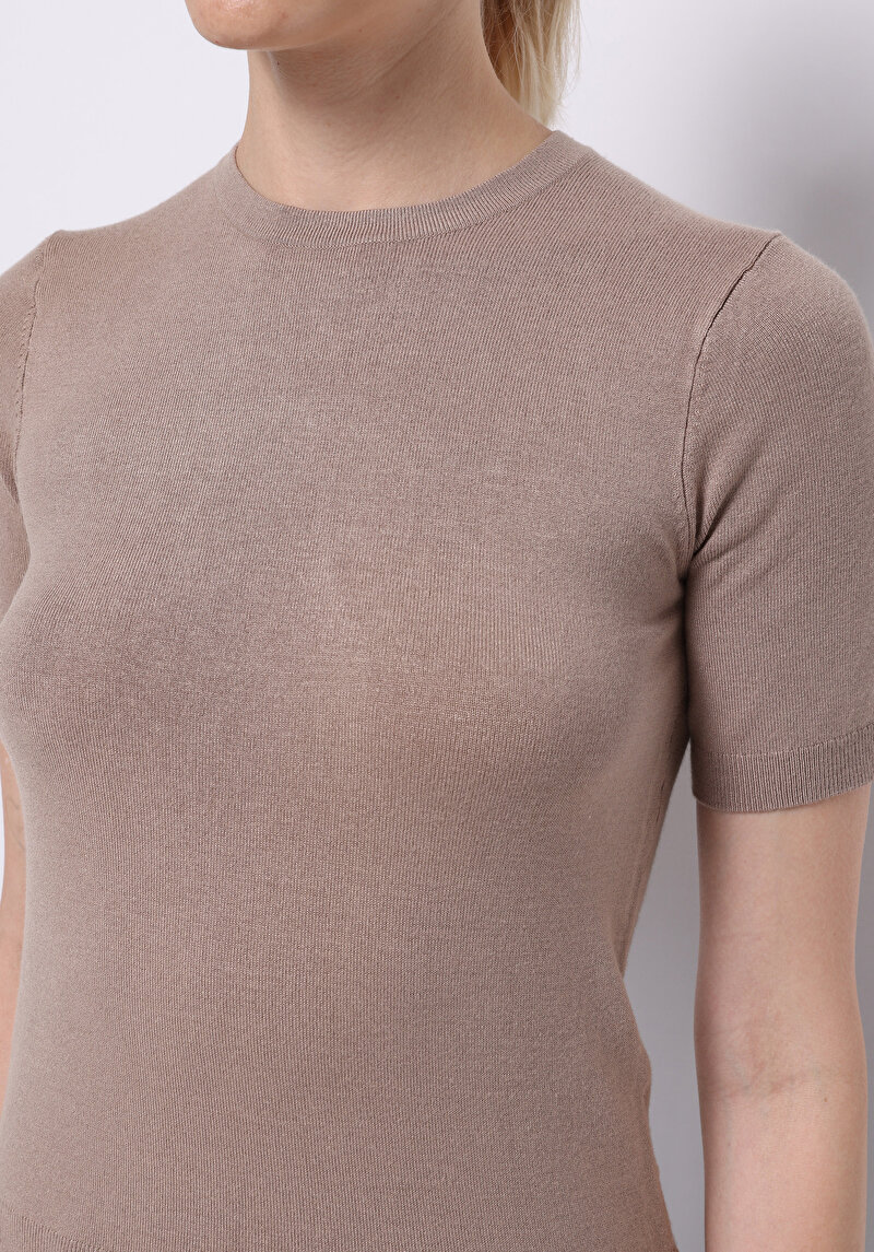 Afișați detalii pentru Pulover Cu Mâneci Scurte De Dama Maro Slim Fit  Cl1075531