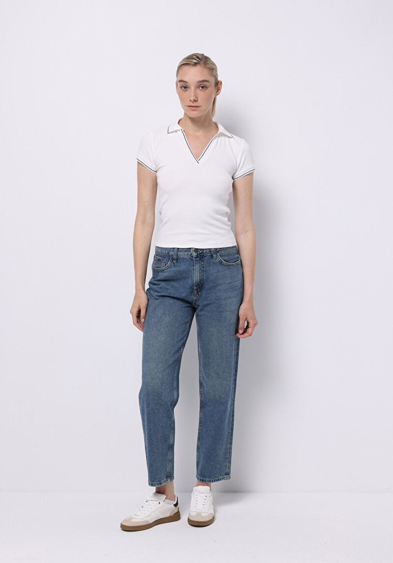 Imagine a Pantaloni De Dama Albastru Straight Fit 884 Lauren Cl1075969