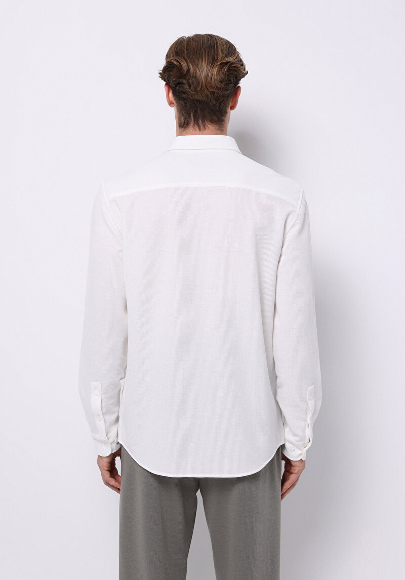 Imagine a Camasa Cu Maneca Lunga De Barbati Alb Regular Fit Cl1075365