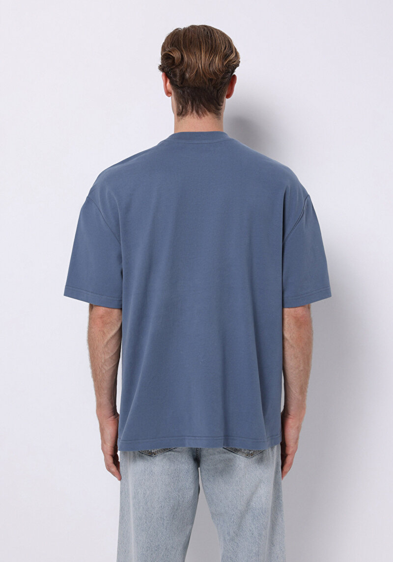 Afișați detalii pentru Tricou Cu Maneca Scurta De Barbati Albastru Oversize Fit  Cl1075385