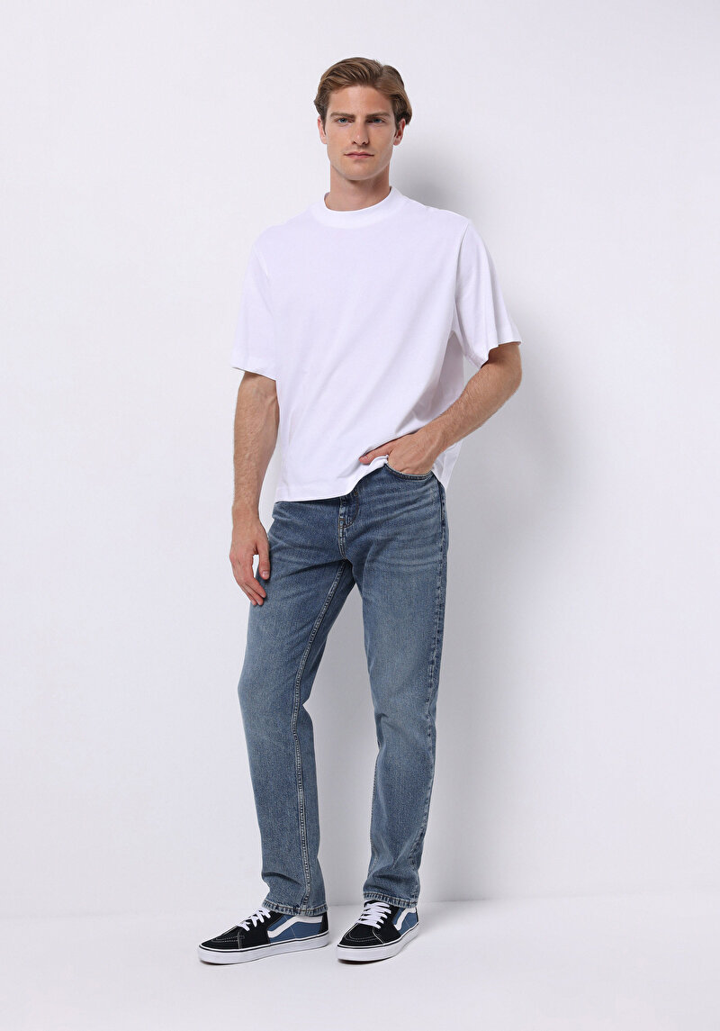 Imagine a Pantaloni De Barbati Albastru Loose Straight Fit Cl1076004