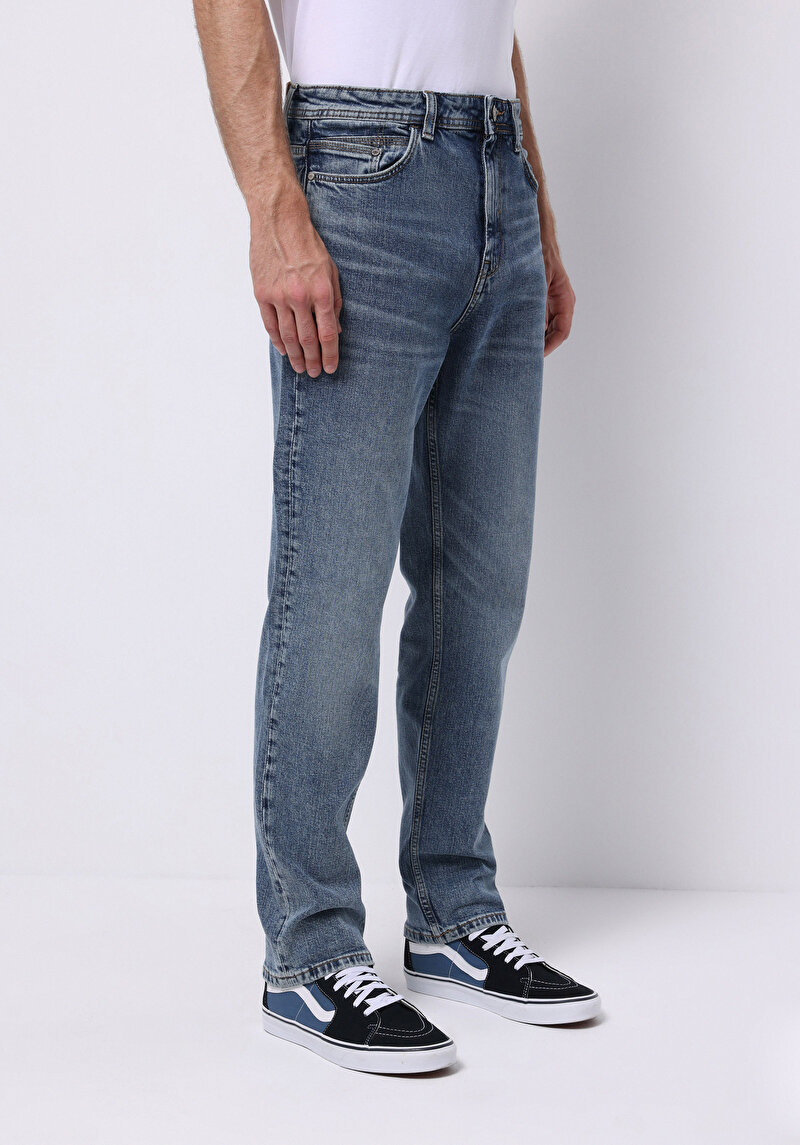 Imagine a Pantaloni De Barbati Albastru Loose Straight Fit Cl1076004