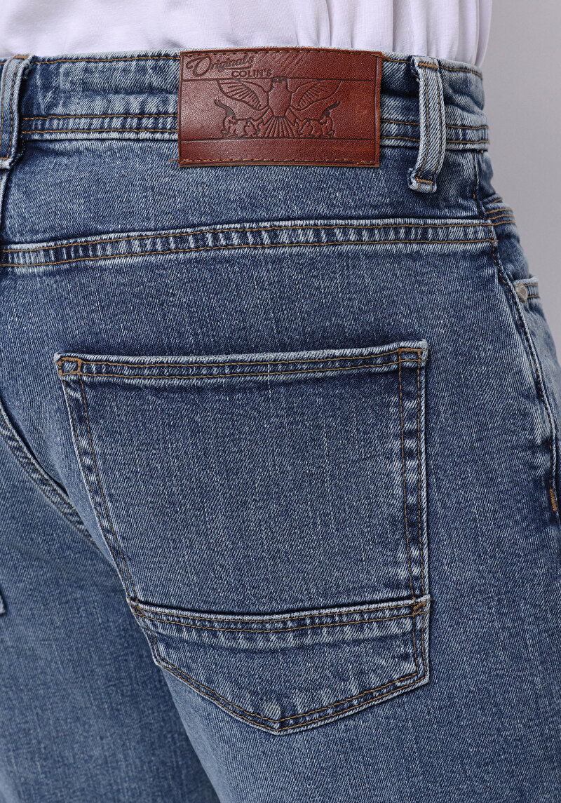 Afișați detalii pentru Pantaloni De Barbati Albastru Loose Straight Fit  Cl1076004