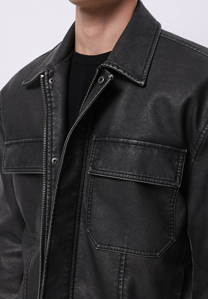 Afișați detalii pentru Jacheta De Barbati Negru Slim Fit  Cl1076178