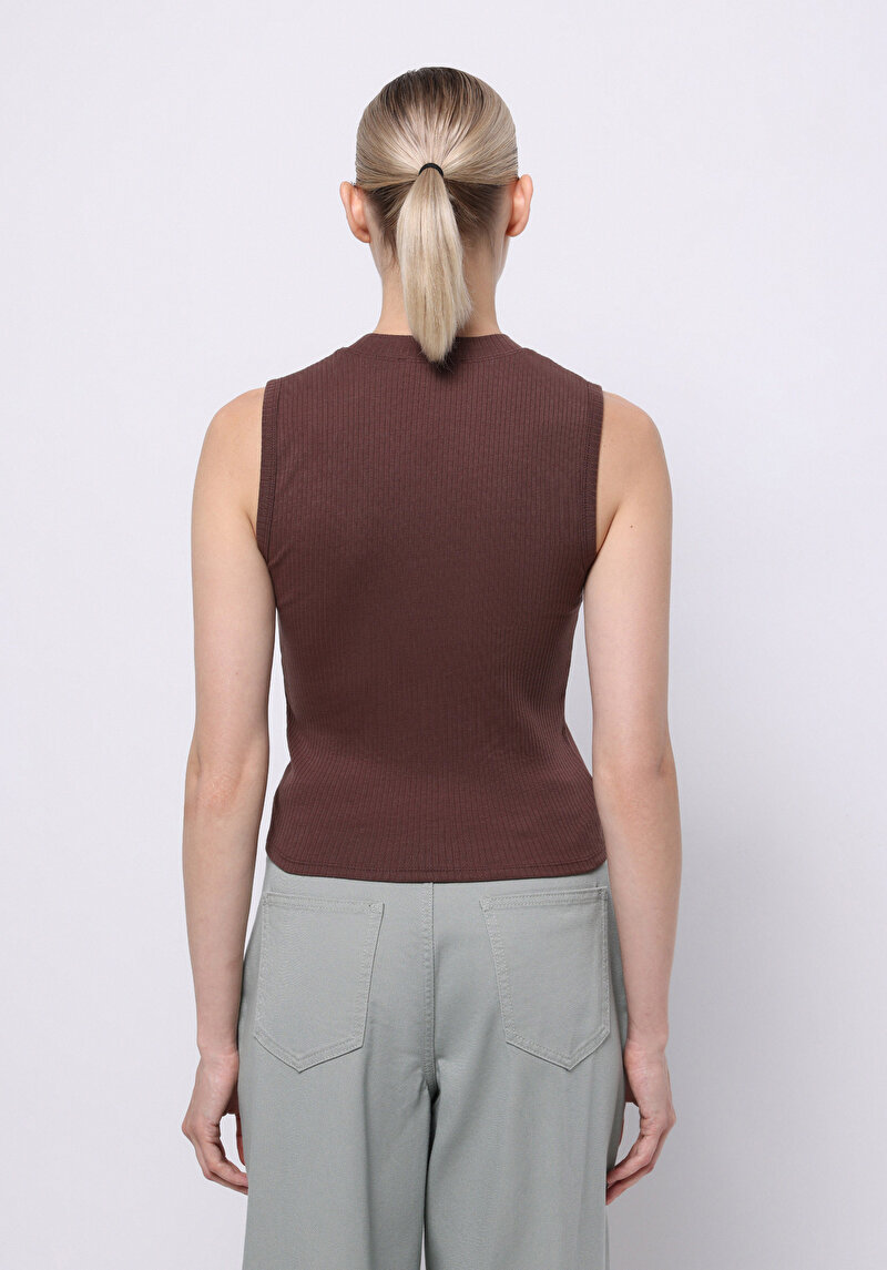 Afișați detalii pentru Pulover Cu Mâneci Scurte De Dama Maro Slim Fit  Cl1070207