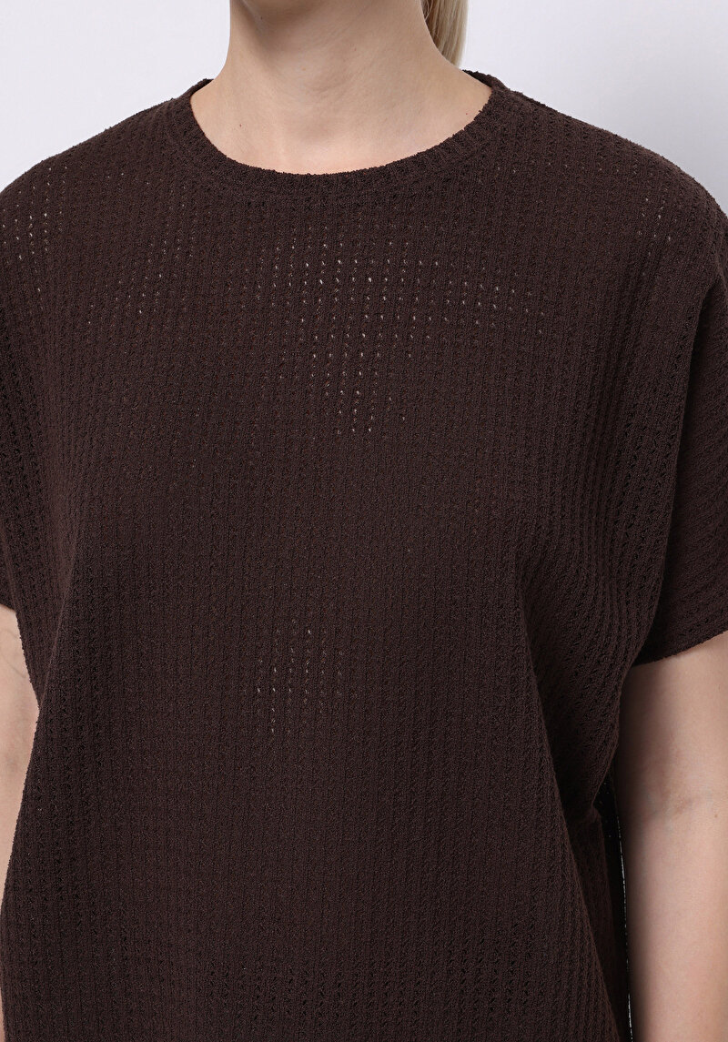 Imagine a Bluza Cu Maneca Scurta De Dama Maro Relax Fit Cl1075458