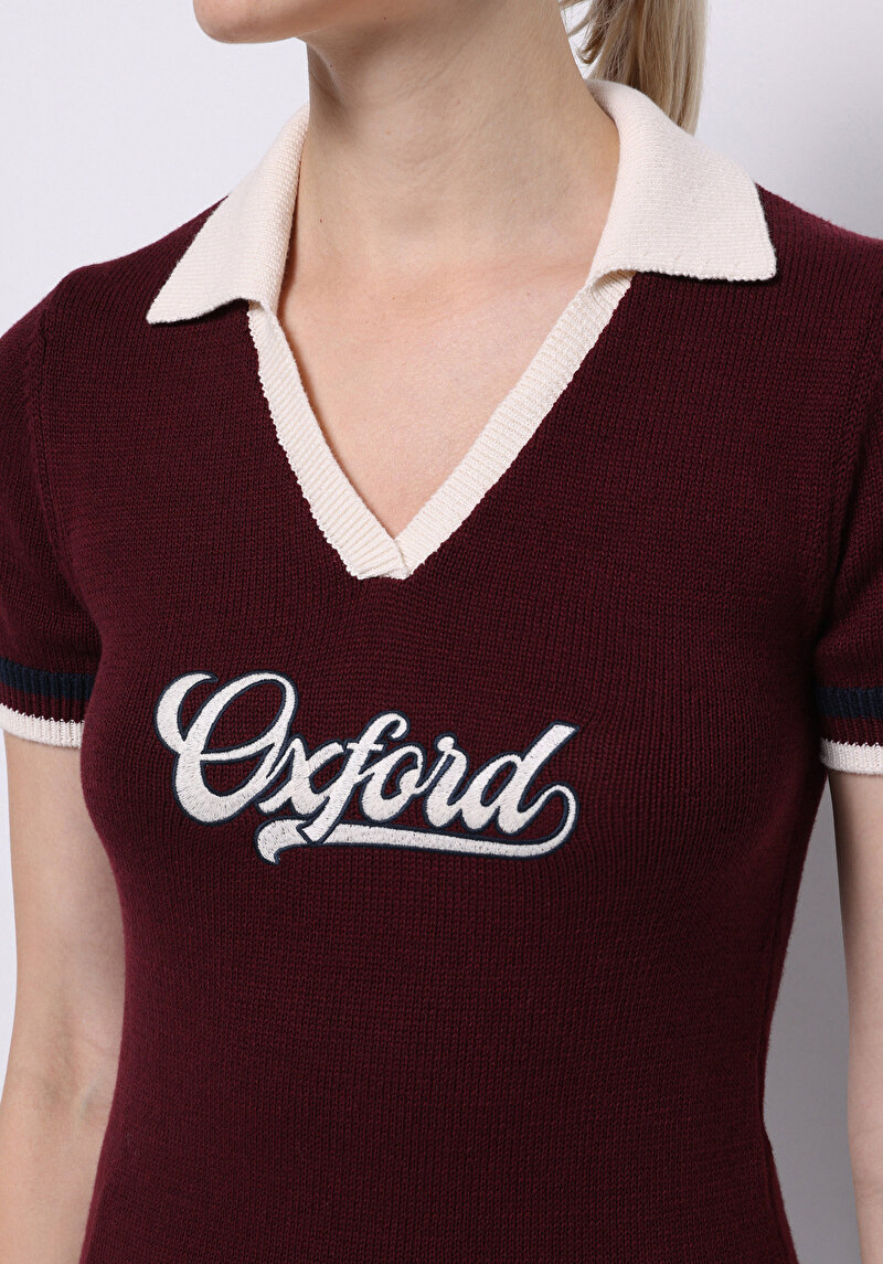 Afișați detalii pentru Pulover Cu Mâneci Scurte De Dama Bordo Slim Fit  Cl1075511