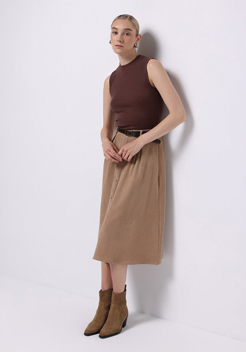 Imagine a Fusta De Dama Bej Midi  Cl1075580