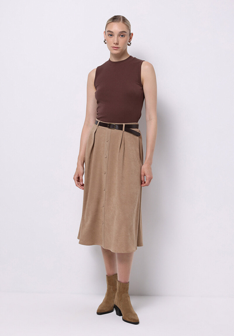 Imagine a Fusta De Dama Bej Midi Cl1075580