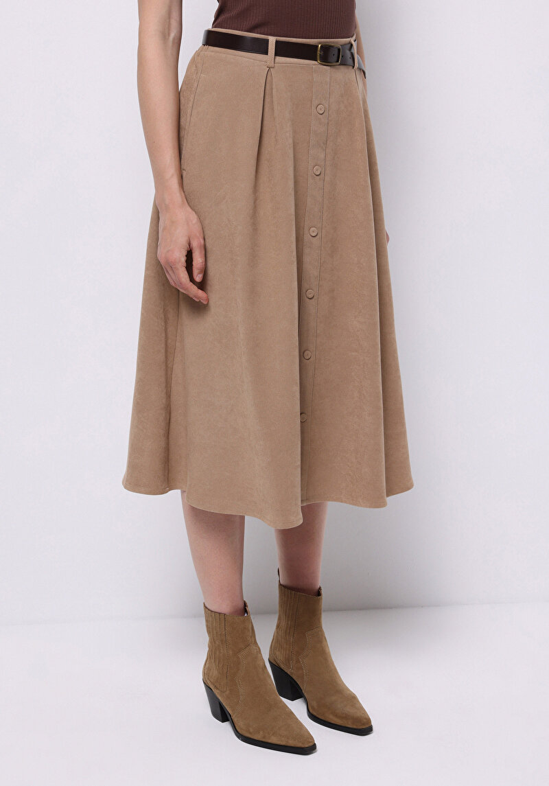 Imagine a Fusta De Dama Bej Midi Cl1075580