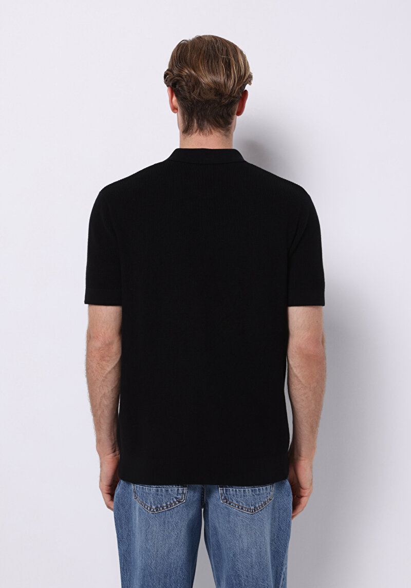 Imagine a Pulover Cu Mâneci Scurte De Barbati Negru Regular Fit Cl1075240