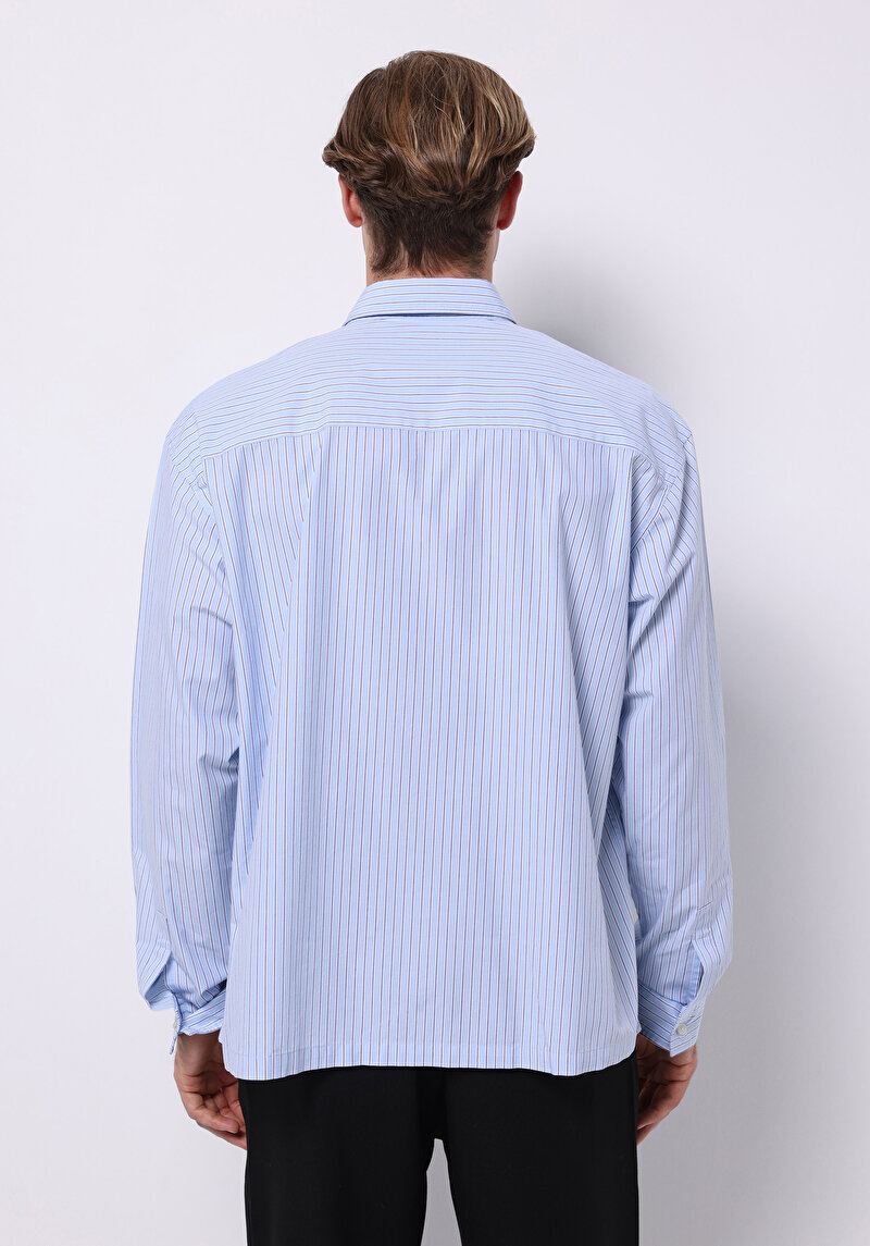 Imagine a Camasa Cu Maneca Lunga De Barbati Albastru Boxy Fit Cl1075652