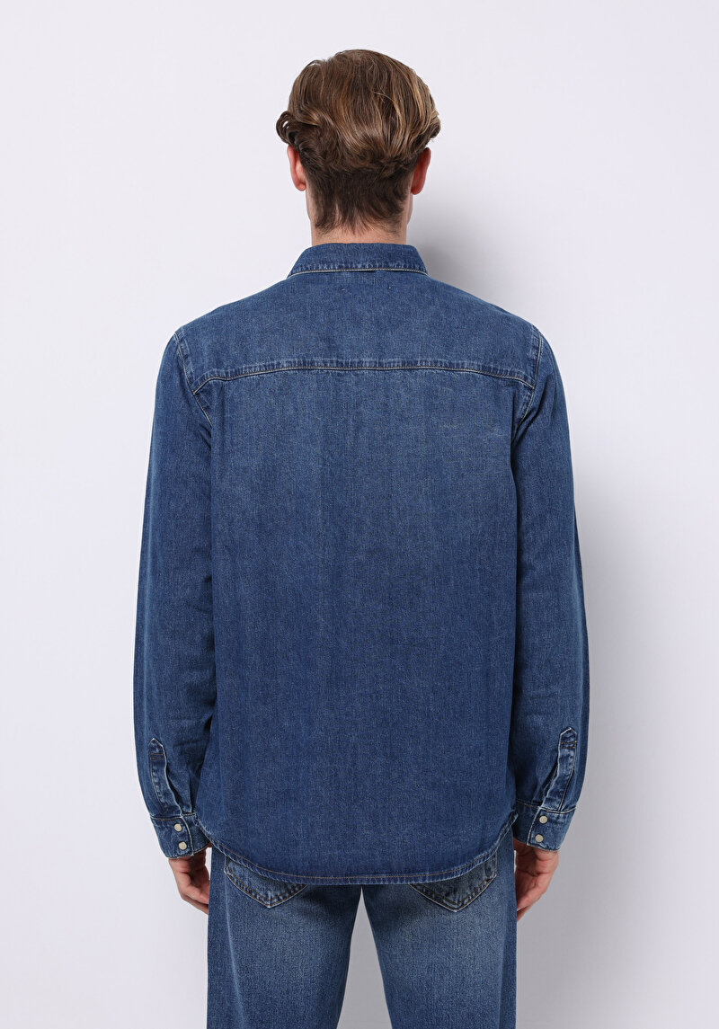 Afișați detalii pentru Camasa Cu Maneca Lunga De Barbati Albastru Regular Fit  Cl1076174