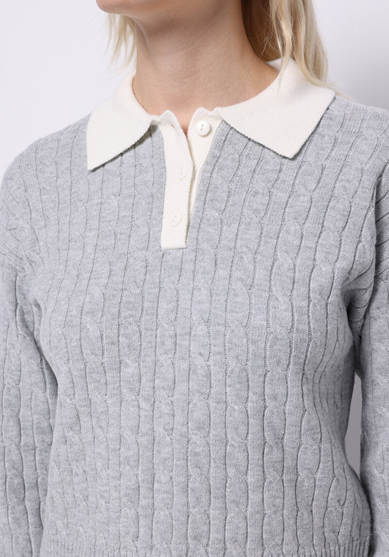 Afișați detalii pentru Pulover De Dama Gri Regular Fit  Cl1076352