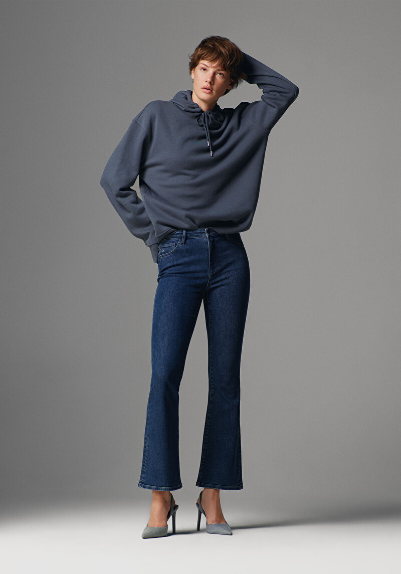 Imagine a Pantaloni De Dama Albastru Inchis Slim Fit Cl1076572