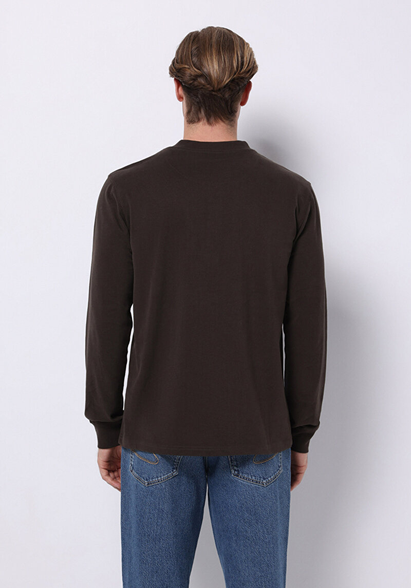 Imagine a Tricou Cu Maneca Lunga De Barbati Maro Slim Fit Cl1065875