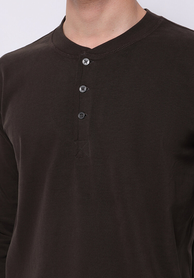 Imagine a Tricou Cu Maneca Lunga De Barbati Maro Slim Fit Cl1065875