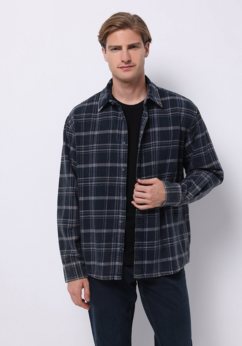 Imagine a Camasa Cu Maneca Lunga De Barbati Albastru Comfort Fit  Cl1075660