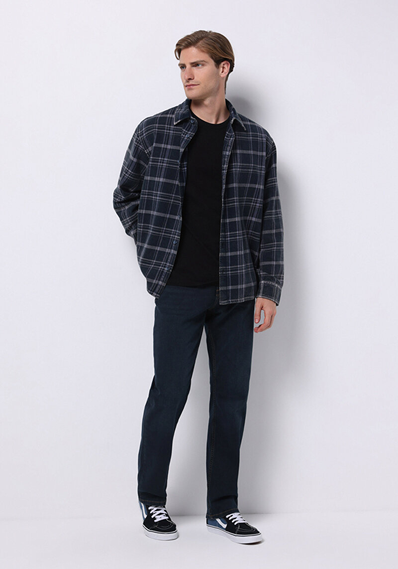 Afișați detalii pentru Pantaloni De Barbati Albastru Inchis Regular Fit 045 David Cl1076018