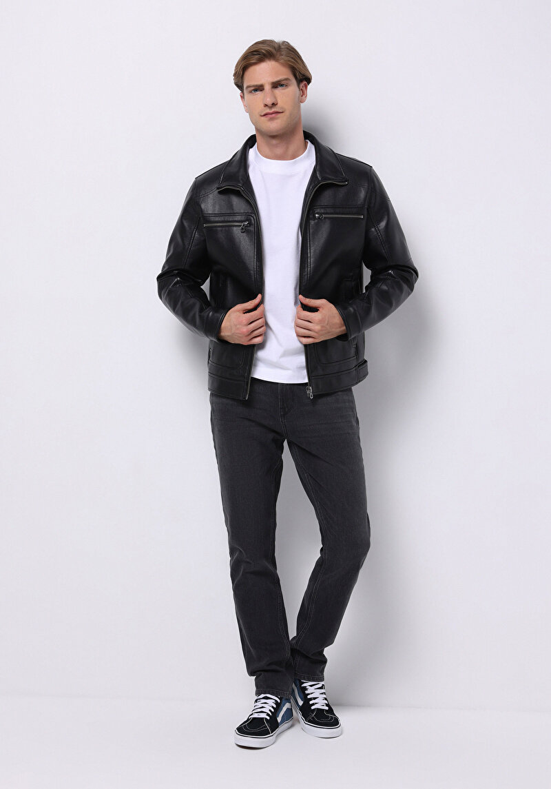 Afișați detalii pentru Jacheta De Barbati Negru Slim Fit  Cl1076210