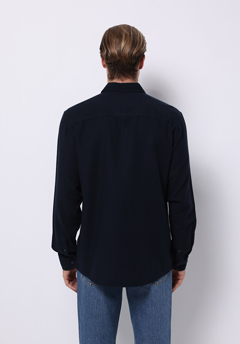 Imagine a Camasa Cu Maneca Lunga De Barbati Albastru Marin Regular Fit Cl1072334