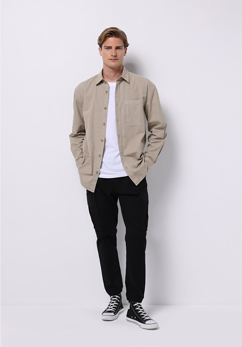 Imagine a Pantaloni De Barbati Negru Cargo Fit  Cl1075639