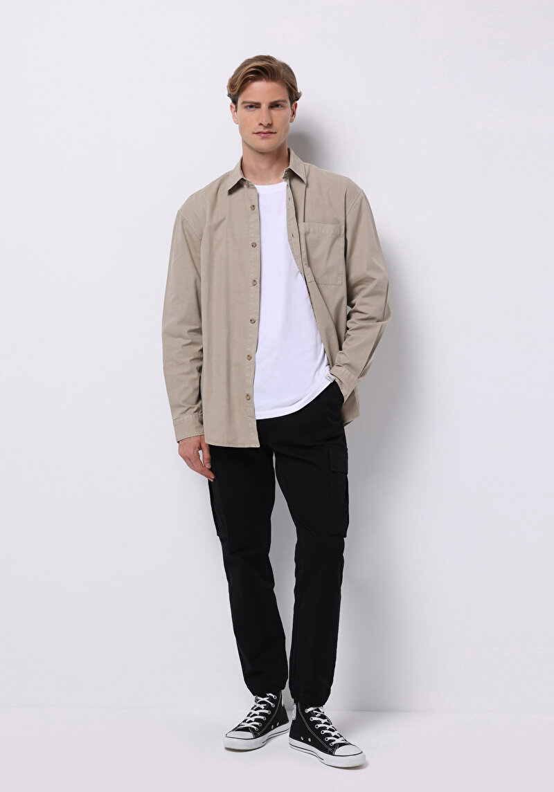 Imagine a Pantaloni De Barbati Negru Cargo Fit Cl1075639