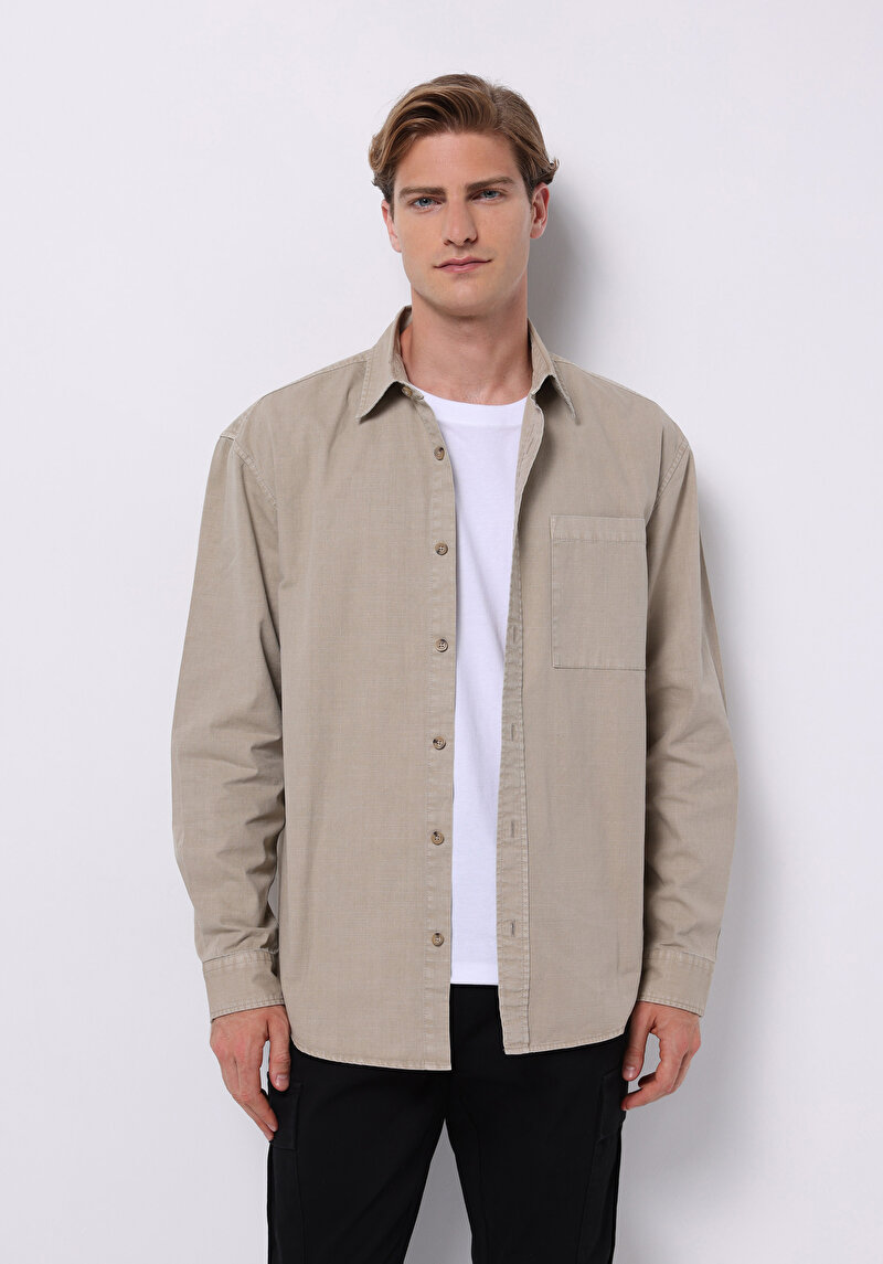 Imagine a Camasa Cu Maneca Lunga De Barbati Bej Comfort Fit  Cl1075661