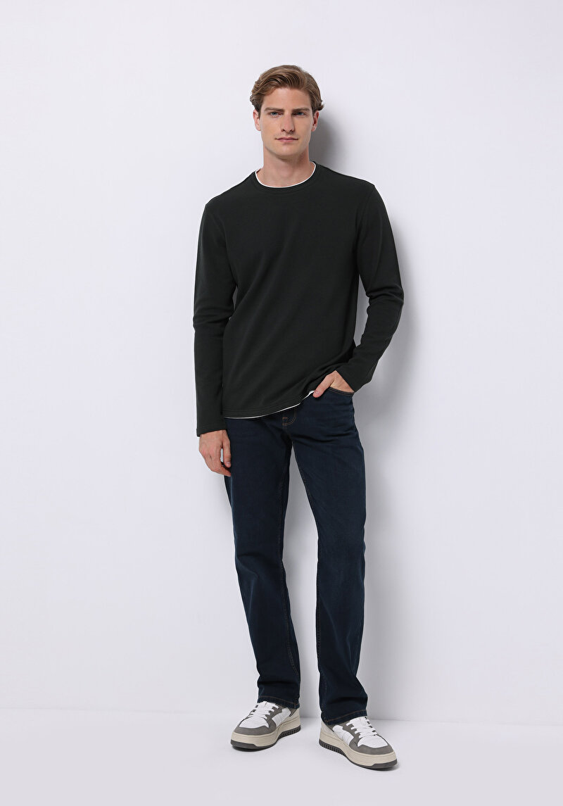 Afișați detalii pentru Tricou Cu Maneca Lunga De Barbati Kaki Regular Fit  Cl1076433