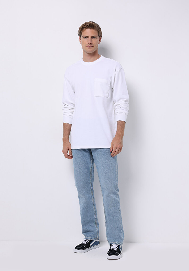 Imagine a Tricou Cu Maneca Lunga De Barbati Alb Comfort Fit Cl1076435