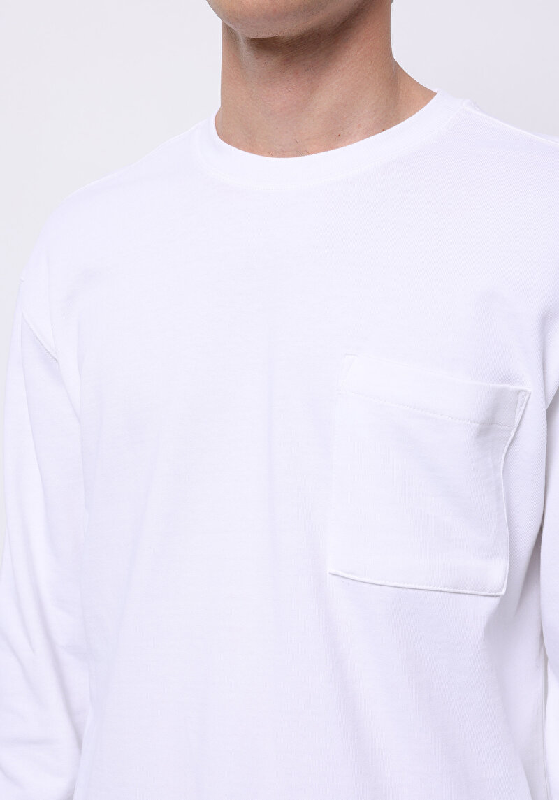 Imagine a Tricou Cu Maneca Lunga De Barbati Alb Comfort Fit Cl1076435