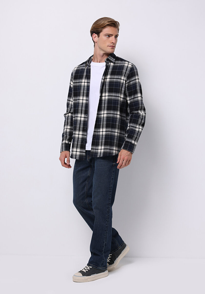 Imagine a Camasa Cu Maneca Lunga De Barbati Albastru Marin Regular Fit Cl1076514