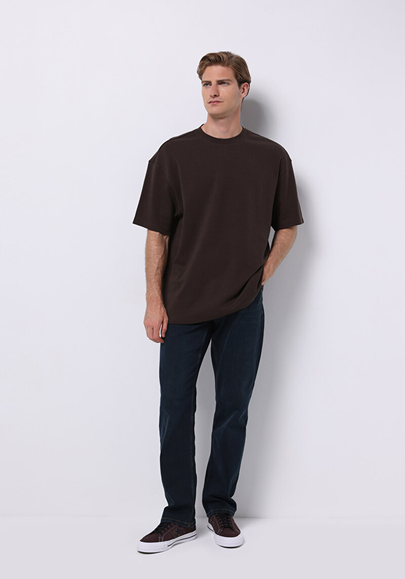 Afișați detalii pentru Tricou Cu Maneca Scurta De Barbati Maro Oversize Fit  Cl1076602