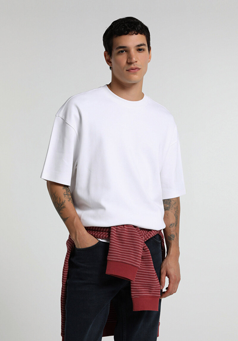 Imagine a Tricou Cu Maneca Scurta De Barbati Alb Oversize Fit Cl1076602