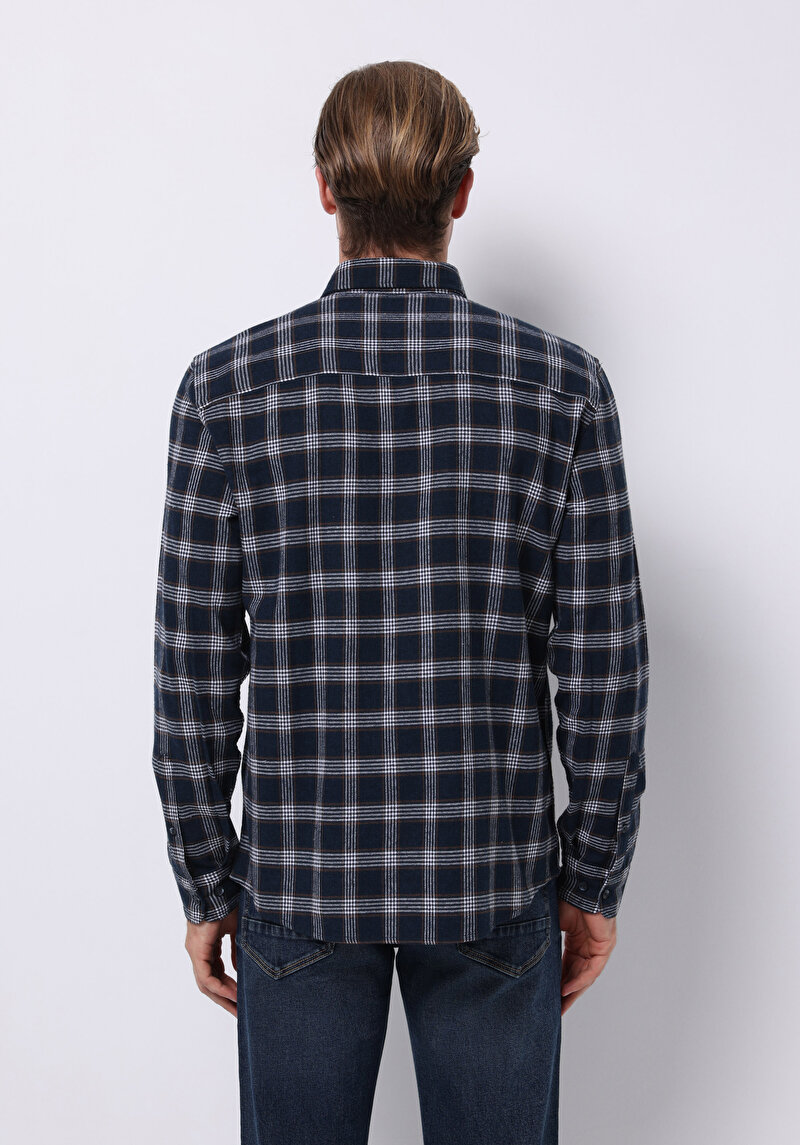 Afișați detalii pentru Camasa Cu Maneca Lunga De Barbati Albastru Marin Slim Fit  Cl1077137