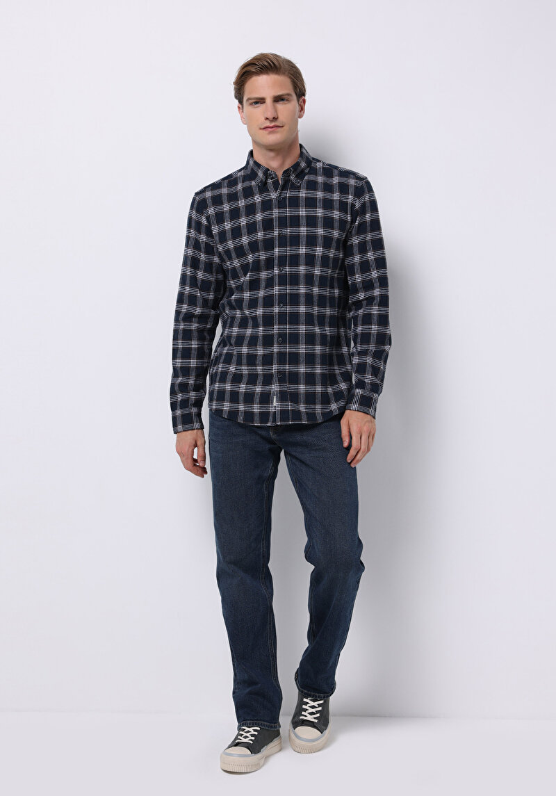 Imagine a Camasa Cu Maneca Lunga De Barbati Albastru Marin Slim Fit Cl1077137