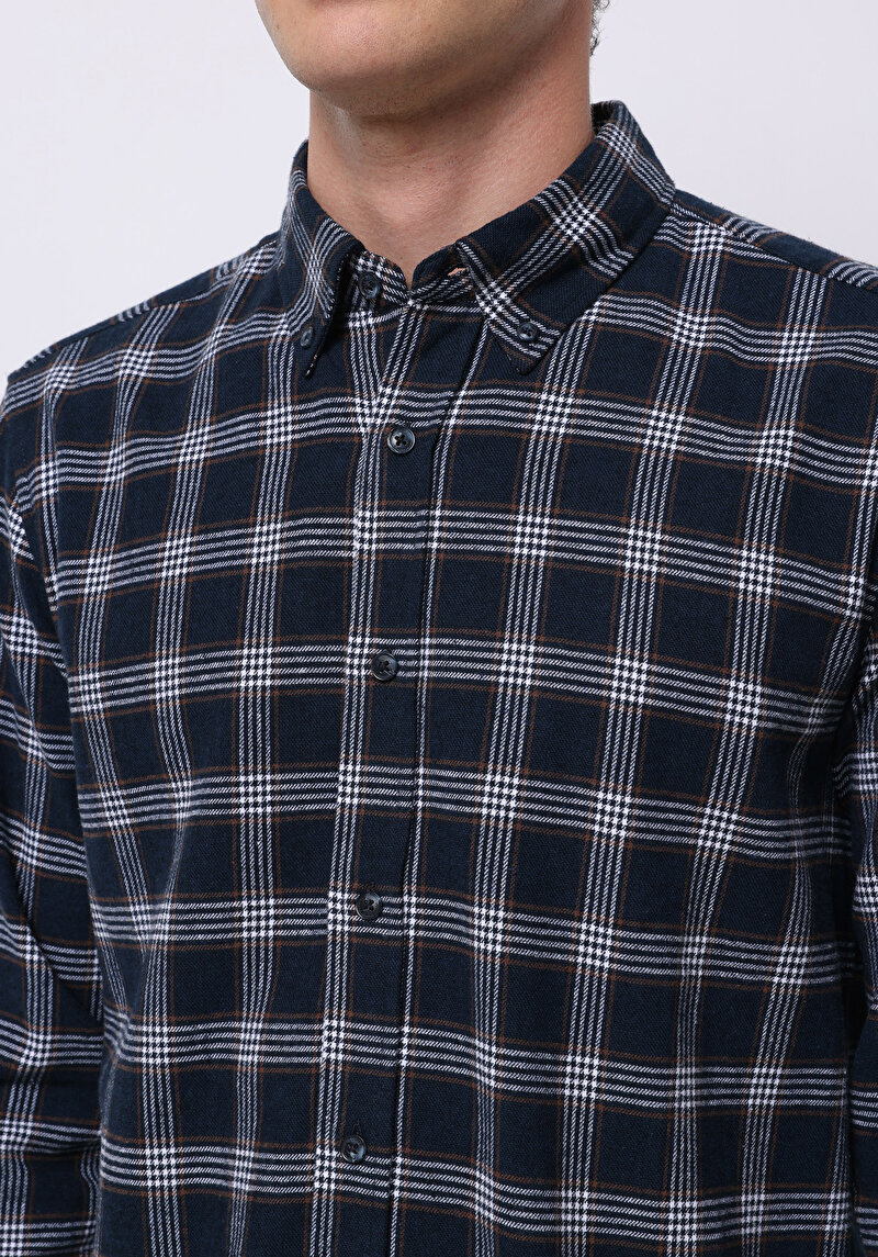 Imagine a Camasa Cu Maneca Lunga De Barbati Albastru Marin Slim Fit Cl1077137