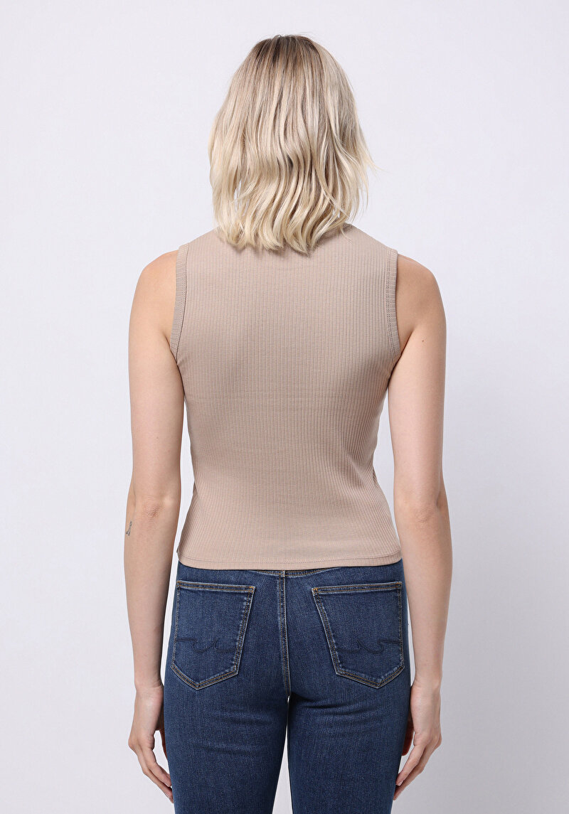 Afișați detalii pentru Pulover Cu Mâneci Scurte De Dama Bej Slim Fit  Cl1070207