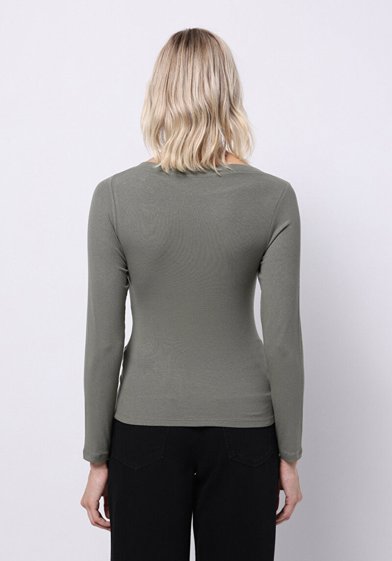 Imagine a Tricou Cu Maneca Lunga De Dama Verde Slim Fit Cl1070957