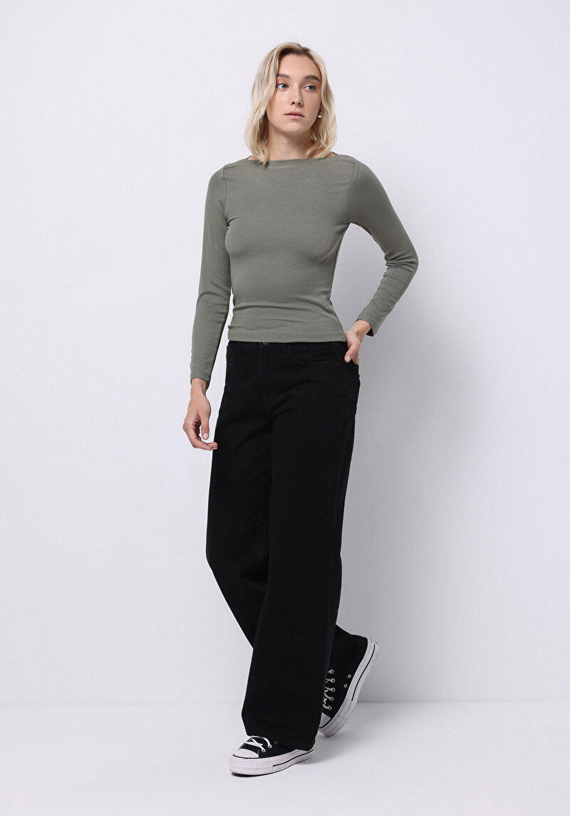 Afișați detalii pentru Tricou Cu Maneca Lunga De Dama Verde Slim Fit  Cl1070957