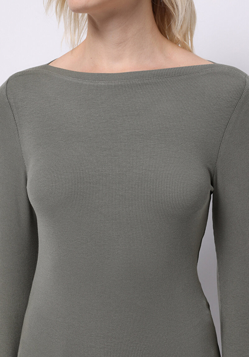 Imagine a Tricou Cu Maneca Lunga De Dama Verde Slim Fit Cl1070957