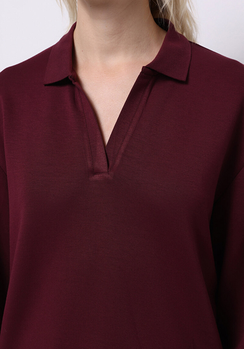 Imagine a Tricou Polo Cu Maneca Lunga De Dama Mov Regular Fit Cl1075636