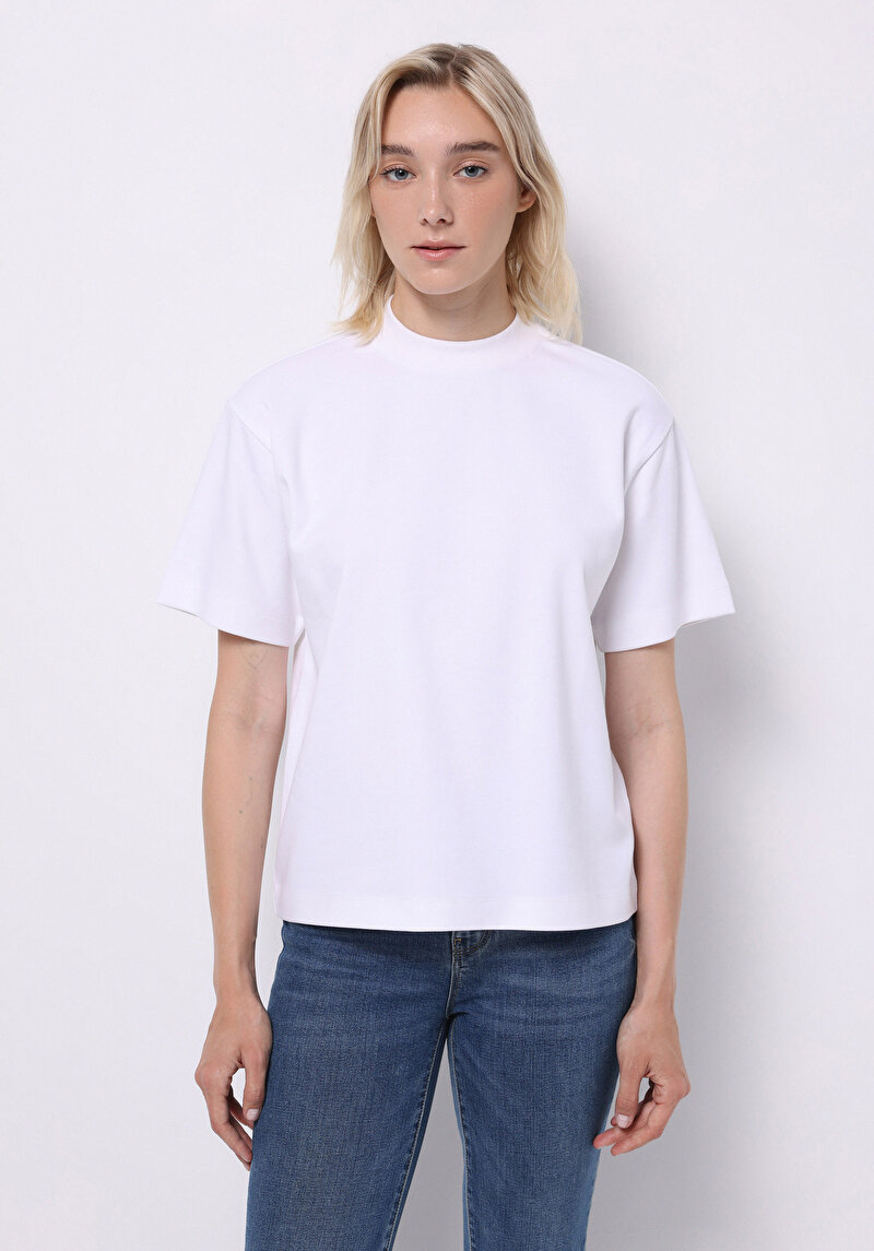 Imagine a Tricou Cu Maneca Scurta De Dama Alb Regular Fit  Cl1076097