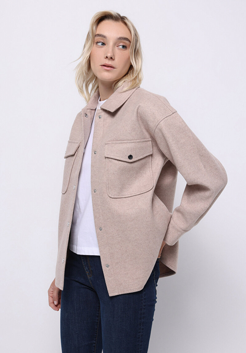 Imagine a Camasa Cu Maneca Lunga De Dama Bej Regular Fit  Cl1076427