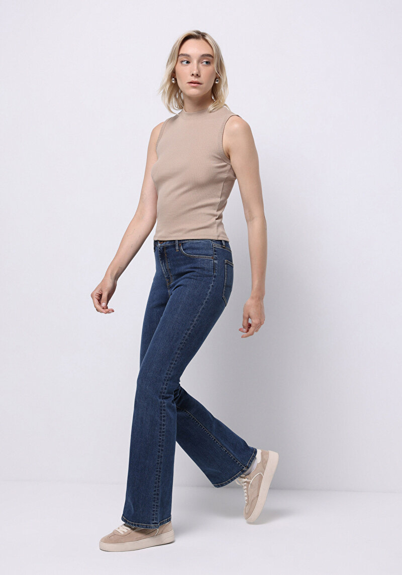 Imagine a Pantaloni De Dama Albastru Regular Fit 791 Monica Cl1076746