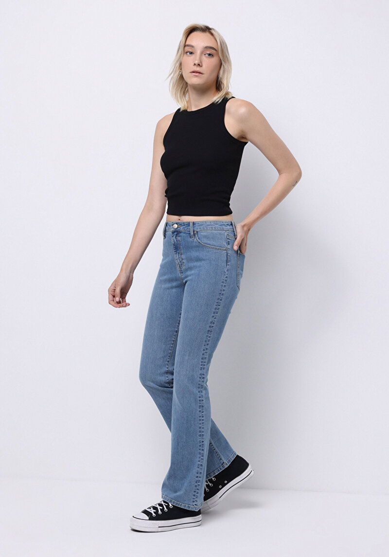 Afișați detalii pentru Pantaloni De Dama Albastru Regular Fit 791 Monica Cl1076750