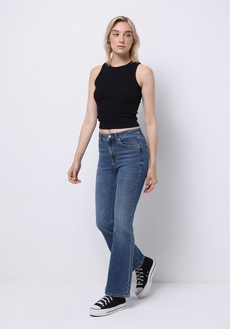 Imagine a Pantaloni De Dama Albastru Regular Fit 791 Monica Cl1076857